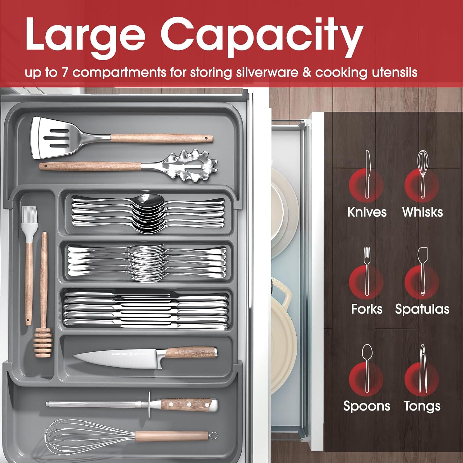 Silverware Organizer, Expandable Kitchen Drawer Organizer, Adjustable Utensil Organizer, Cutlery Drawer Organizer, Multipurpose Kitchen Organizer Silverware Organizer, Expandable Kitchen Drawer Organizer, Adjustable Utensil Organizer, Cutlery Drawer Organizer, Multipurpose Kitchen Organizer